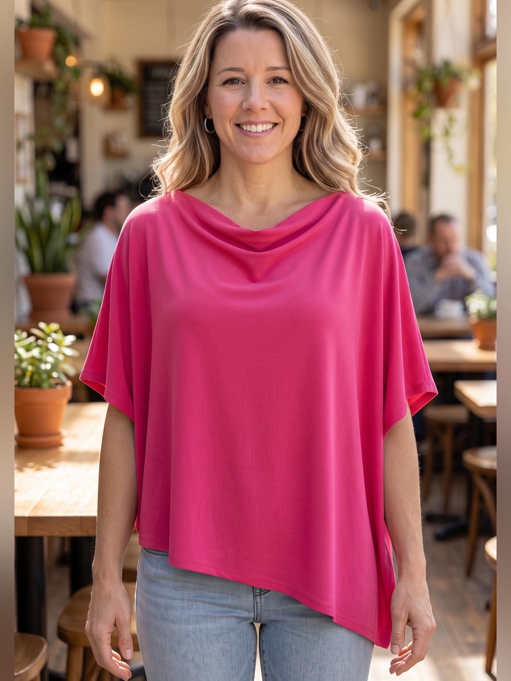 Talbots Pink Cotton Modal Asymmetric Poncho